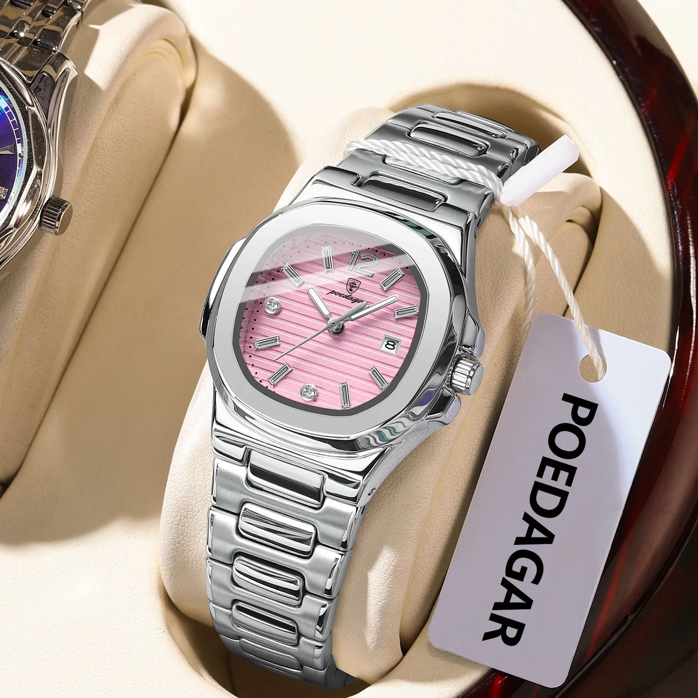 Luxury Watch For Sale - POEDAGAR Kwadratowy Zegarek Damski Modny Świecący