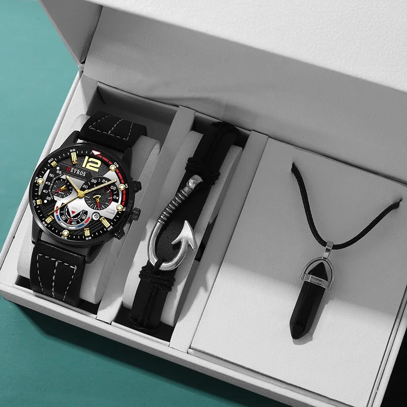 Luxury Watch All Black - 3 szt. Zestaw modne męskie zegarki
