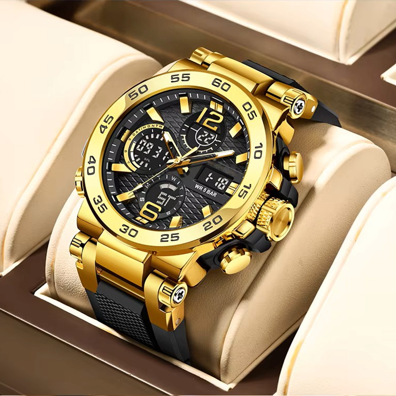 Luxury Watch Levels - Czarny, luksusowy męski zegarek sportowy z