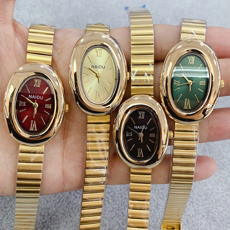 Luxury Watch For Sale - Luksusowy Złoty Owalny Zegarek Kwarcowy Damski