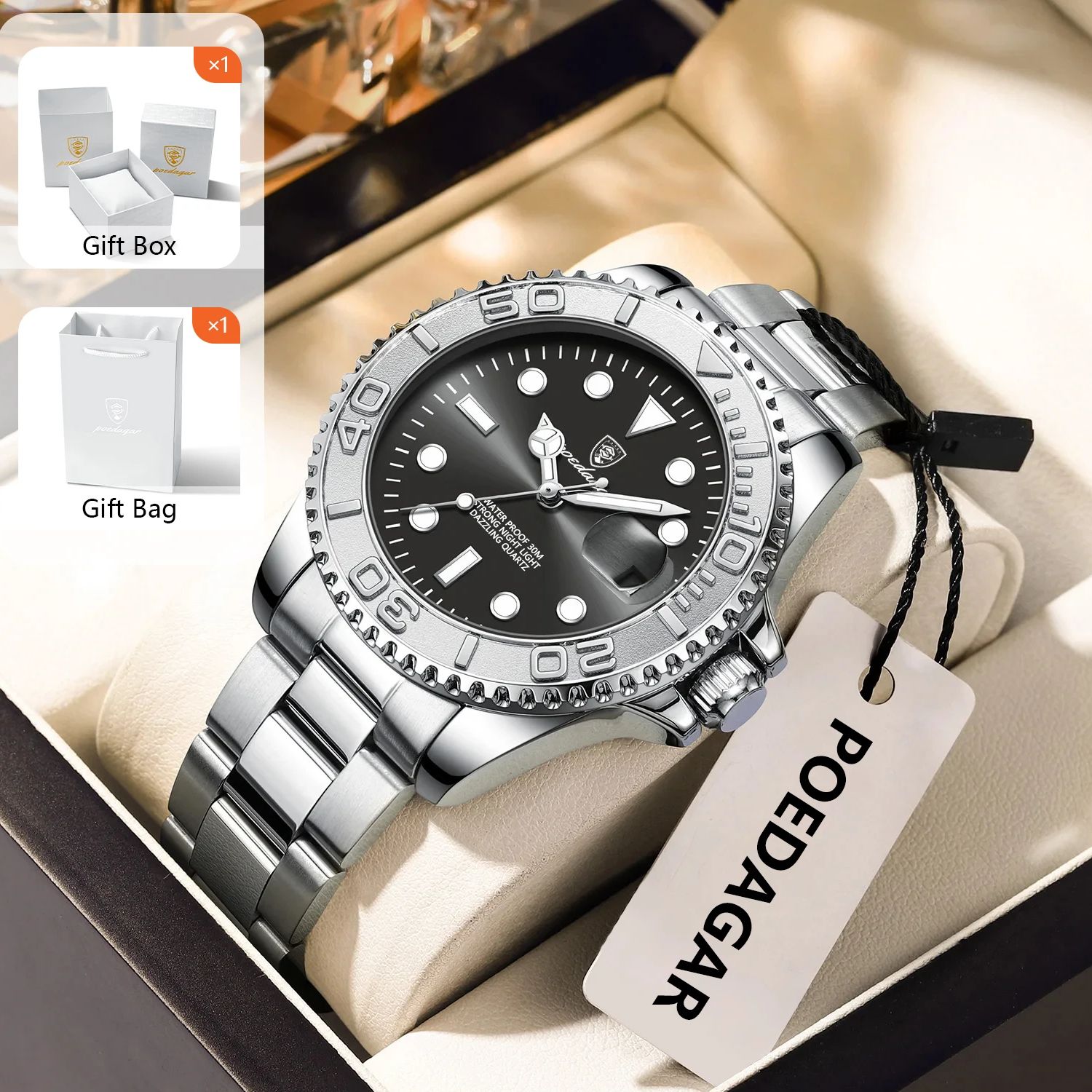 Luxury Watch Business - POEDAGAR Modny Męski Zegarek Sportowy Świecący