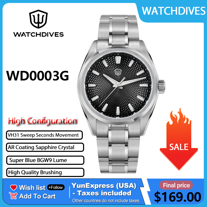 Guilloché Dial Watch - Zegarek męski Watchdives WD0003G z gilochem,