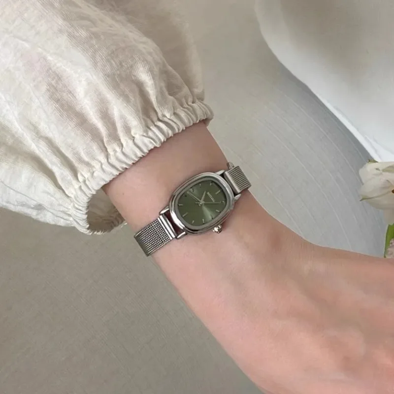 Luxury Watch For Sale - Mała owalna tarcza Zielony zegarek Proste