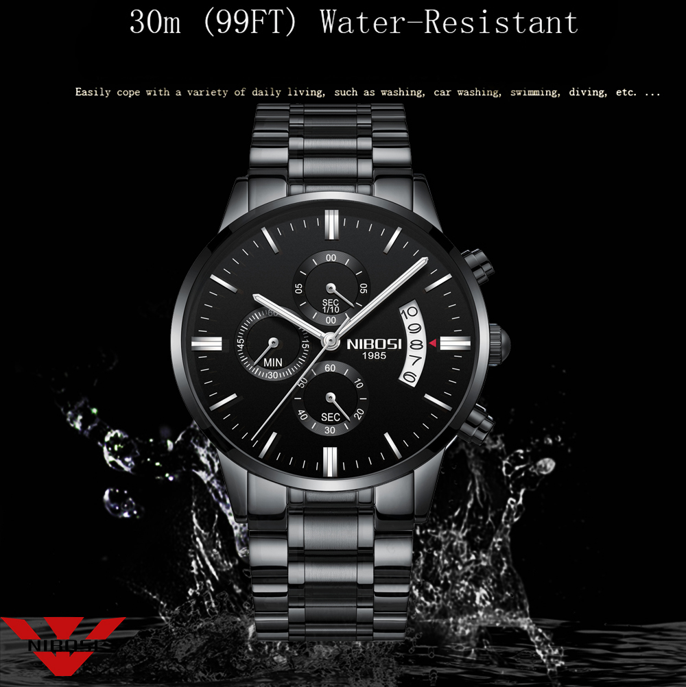 NIBOSI czarny zegarek kwarcowy – Luxury Watch All Black recenzja i cena