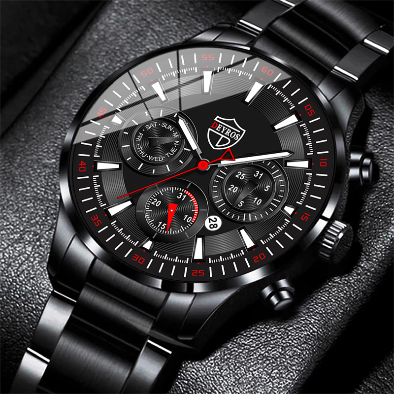 Modny zestaw męskich zegarków  – Luxury Watch All Black recenzja i cena