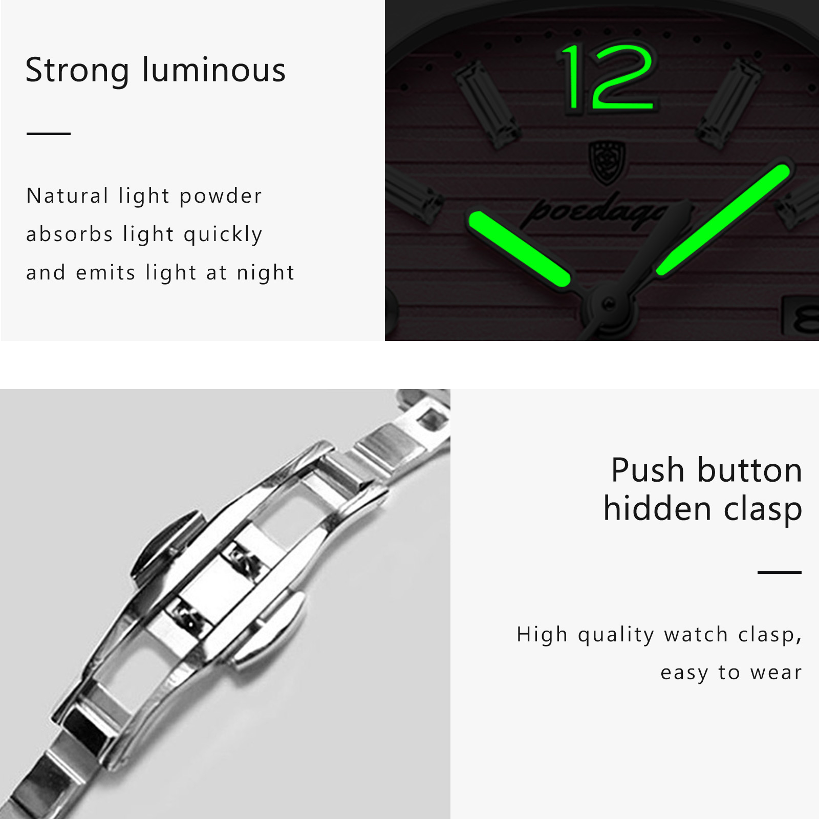 POEDAGAR Kwadratowy Zegarek Da – Luxury Watch For Sale recenzja i cena