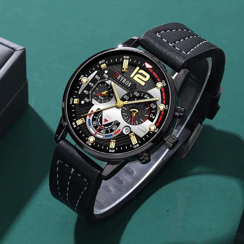 3 szt. Zestaw modne męskie zeg – Luxury Watch All Black recenzja i cena