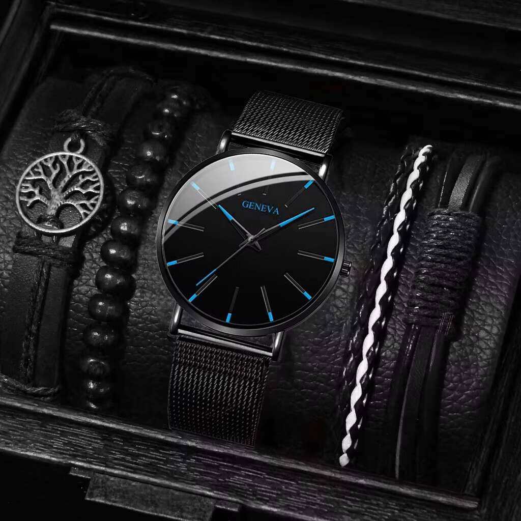 5PCS/zestaw modny zegarek męsk – Luxury Watch All Black recenzja i cena