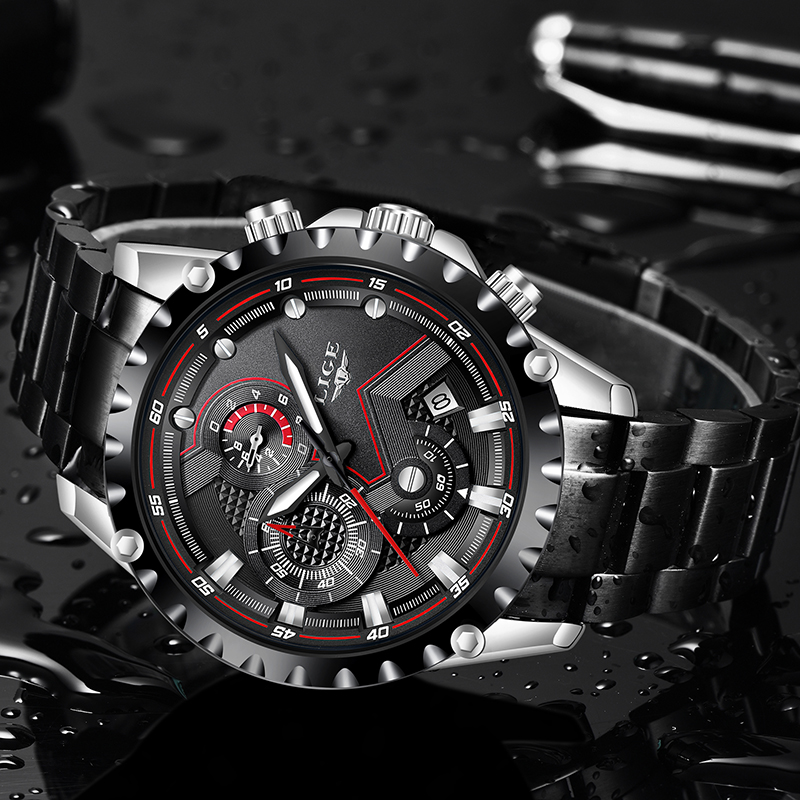 LIGE Top marka luksusowe męski – Luxury Watch All Black recenzja i cena
