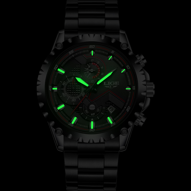 LIGE Top marka luksusowe męski – Luxury Watch All Black recenzja i cena